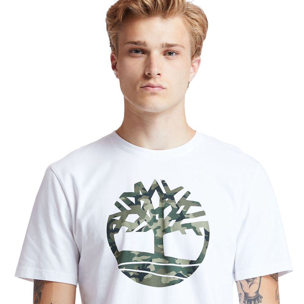 Timberland Mens T-Shirts Kennebec River Tree-Logo - White - India SH4573082